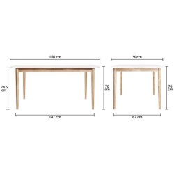 Table a manger extensible JULIA - 6 a 8 personnes - 160 / 200 cm - piétement en Bois massif