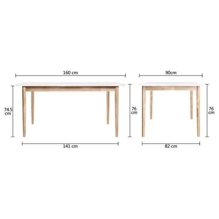 Table a manger extensible JULIA - 6 a 8 personnes - 160 / 200 cm - pi