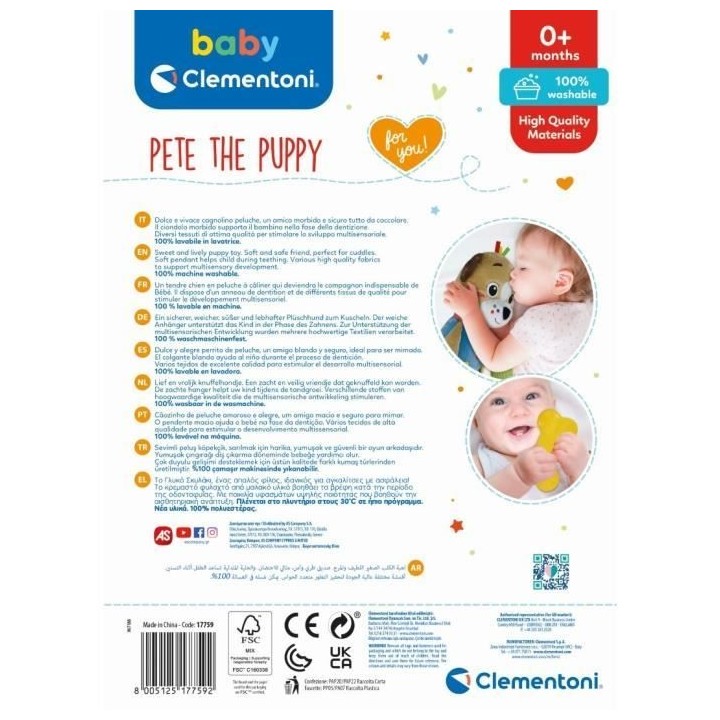 Peluche Chiot - Coffret Cadeau - Clementoni - Des la Naissance