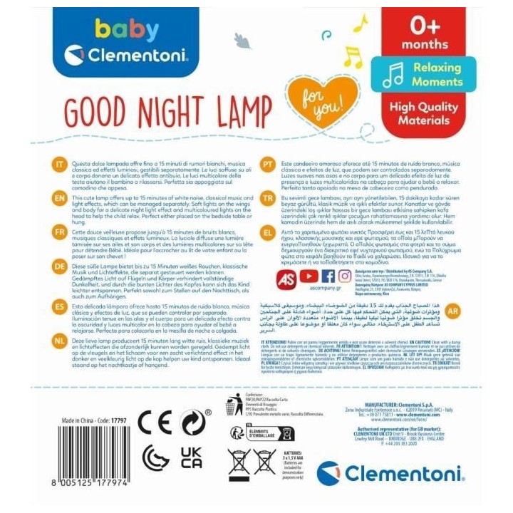 Veilleuse Luciole - Clementoni - Lumieres et musiques - Blanc - Mixte