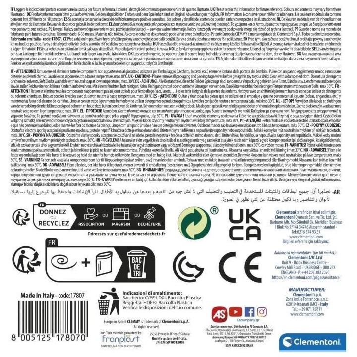 Panier sensoriel Clemmy - CLEMENTONI - 15 cubes - Pour bébé des 6 mo