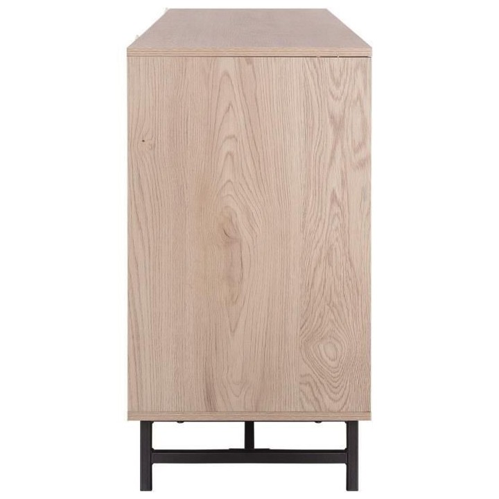 Buffet - Chene clair et métal noir - Industriel - 2 portes et 3 tiroi