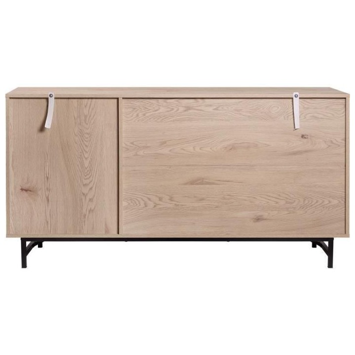 Buffet - Chene clair et métal noir - Industriel - 2 portes et 3 tiroi