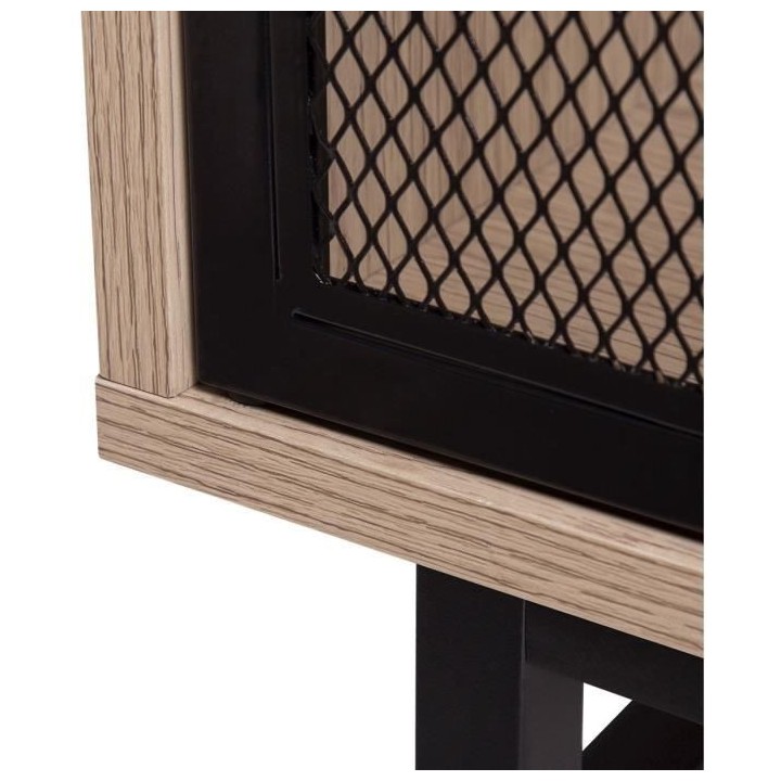 Buffet - Chene clair et métal noir - Industriel - 2 portes et 3 tiroi