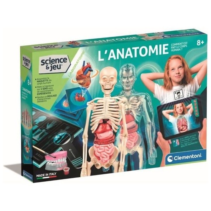 Clementoni - Coffret apprentissage de l'anatomie en 3D - Squelette, mo
