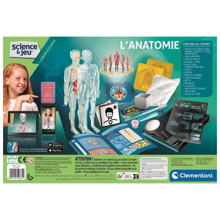 Clementoni - Coffret apprentissage de l'anatomie en 3D - Squelette, mo