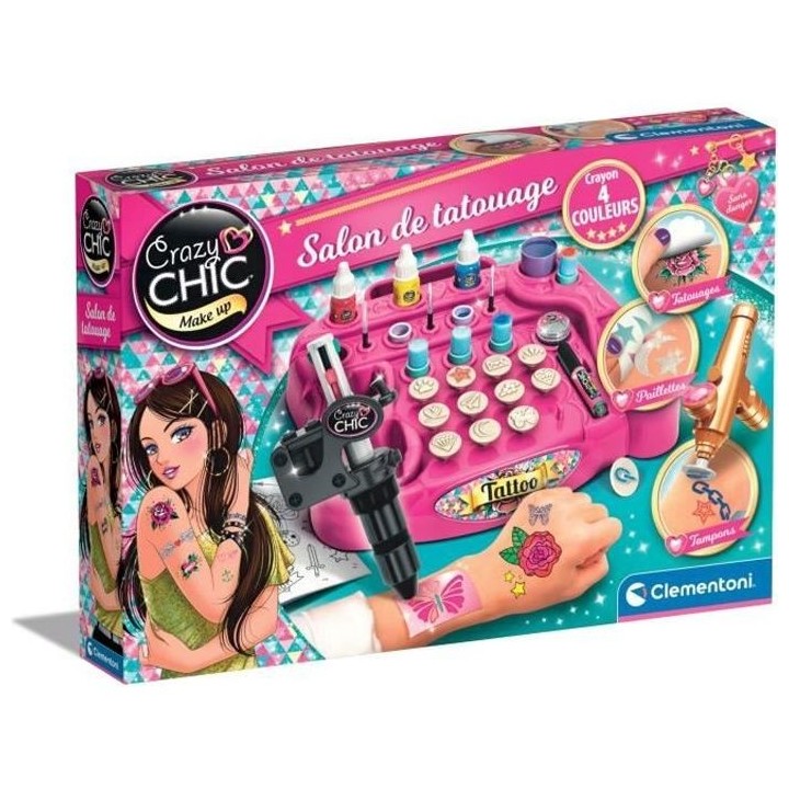 Coffret Tatouage - Clementoni - Machine a Tatouer, Pochoirs, Peinture