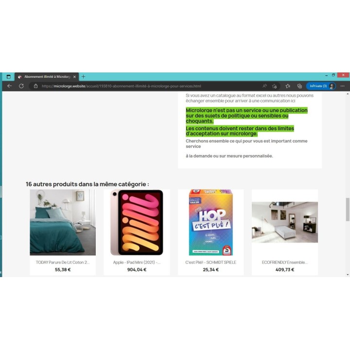 abonnement en reconnaissance de services