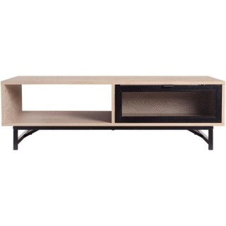 Table basse avec 2 tiroirs - Noir et chene - 110 x 60 x 34 cm - VENTUR