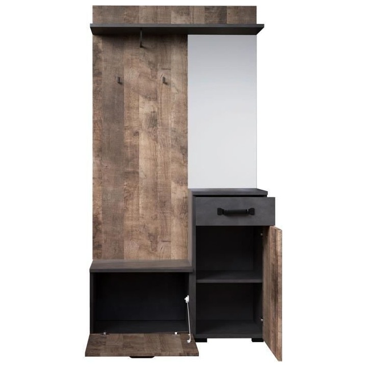 Meuble d'entrée, vestiaire SMILE 1 porte et 1 tiroir - Mélaminé che