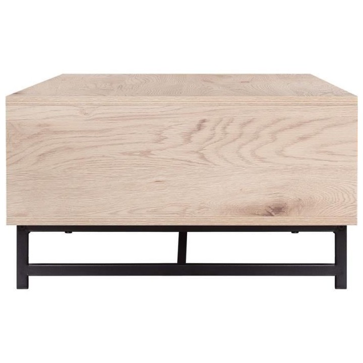 Table basse avec 2 tiroirs - Noir et chene - 110 x 60 x 34 cm - VENTUR