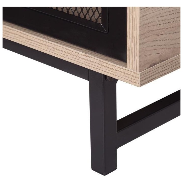 Table basse avec 2 tiroirs - Noir et chene - 110 x 60 x 34 cm - VENTUR