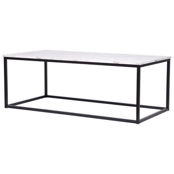 Table basse rectangulaire - décor marbre pietement métal noir - L 12