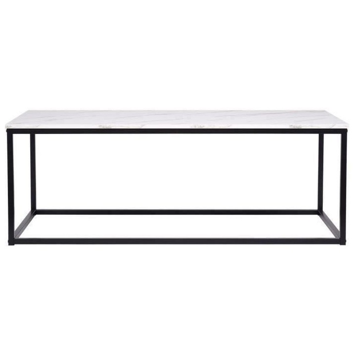 Table basse rectangulaire - décor marbre pietement métal noir - L 12