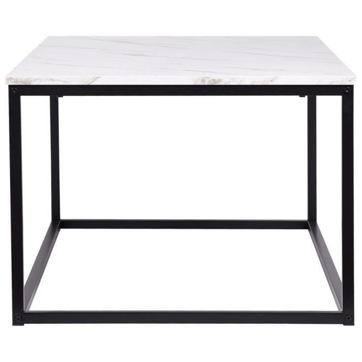 Table basse rectangulaire - décor marbre pietement métal noir - L 12