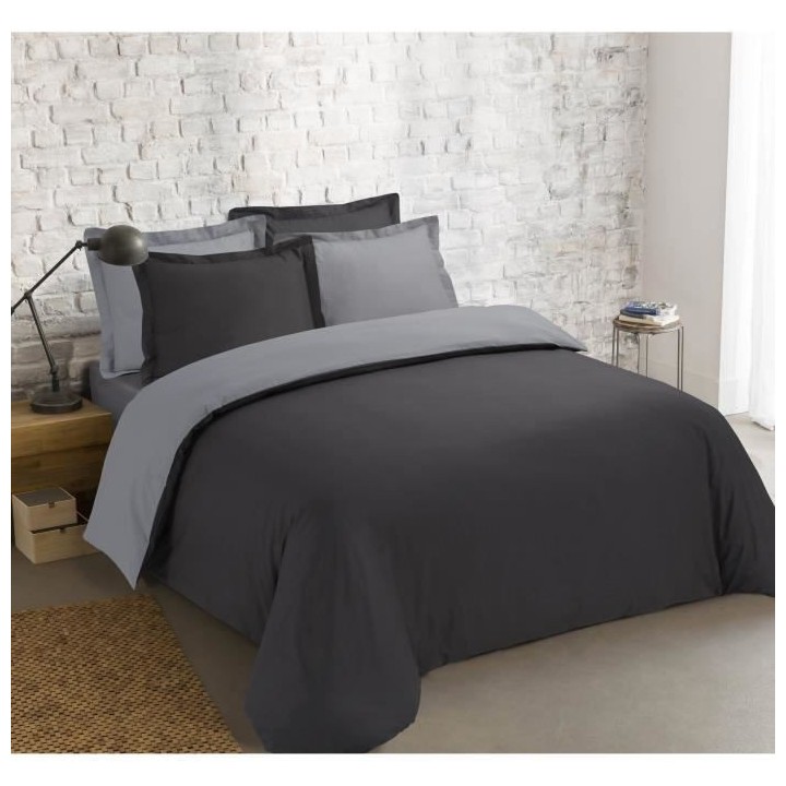 VISION - Bicolore - Housse de couette Réversible 200x200cm avec 2 tai