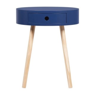 Table de chevet Joé - 1 tiroir - Bleu foncé - MDF laqué avec piéte