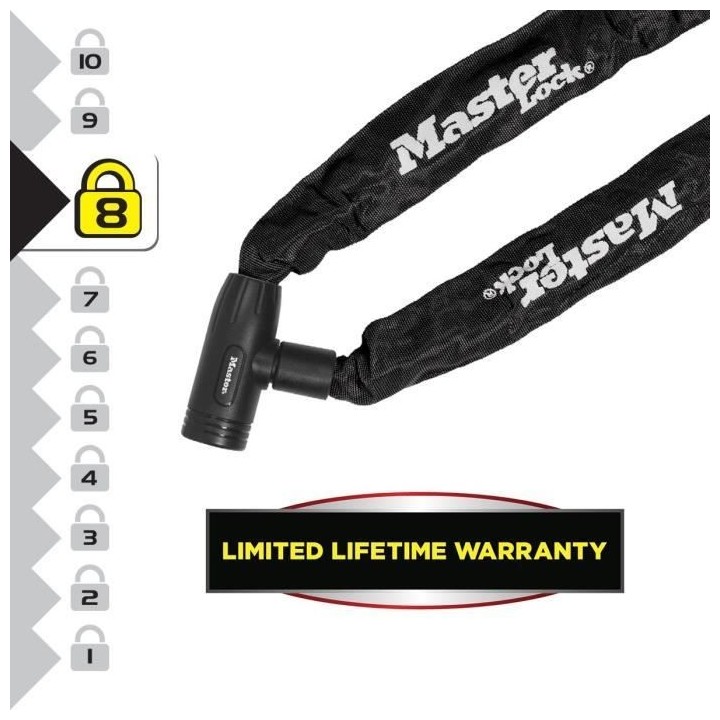 Chaîne Antivol Vélo - MASTER LOCK - 90 cm de longueur - Acier cémen