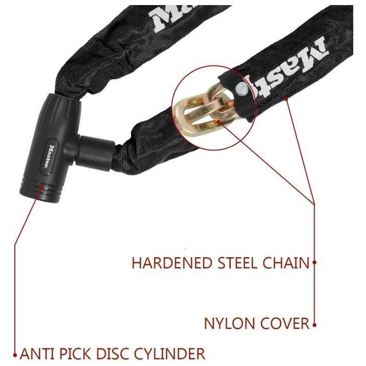 Chaîne Antivol Vélo - MASTER LOCK - 90 cm de longueur - Acier cémen