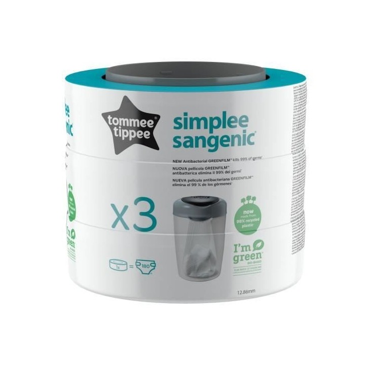 TOMMEE TIPPEE Lot de 3 Recharges de Poubelle a Couches pour Simplee Sa