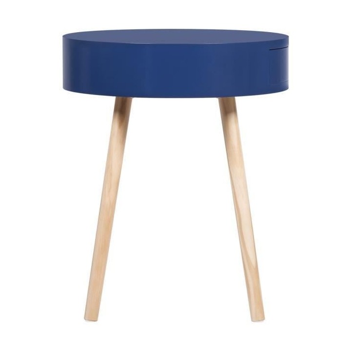 Table de chevet Joé - 1 tiroir - Bleu foncé - MDF laqué avec piéte