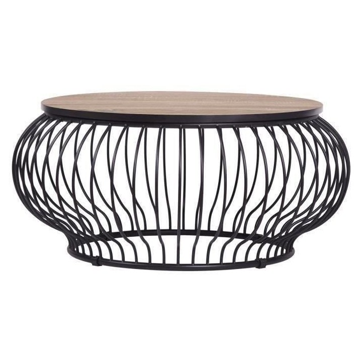 Table basse - Structure métal finition epoxy - Verre trempé et pieds