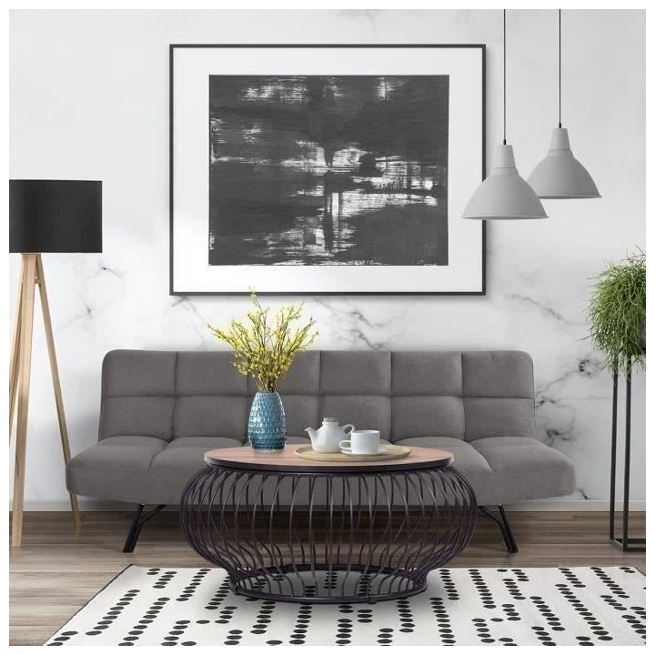 Table basse - Structure métal finition epoxy - Verre trempé et pieds