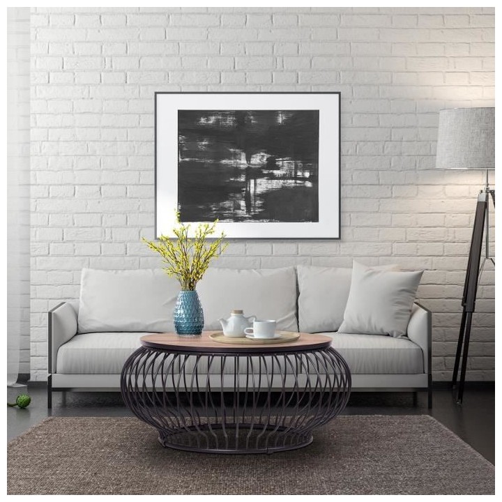 Table basse - Structure métal finition epoxy - Verre trempé et pieds