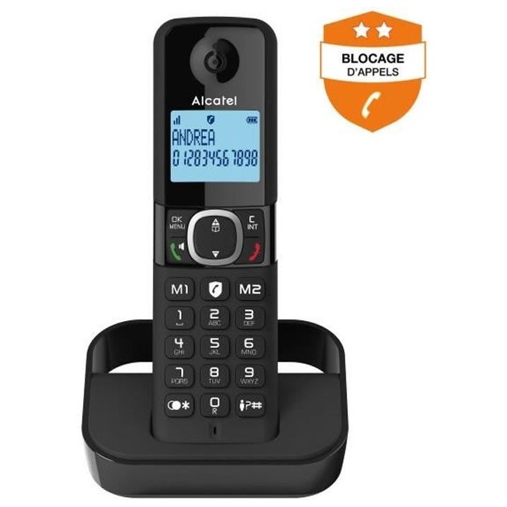 Téléphone fixe sans fil - ALCATEL - F860 solo noir - Blocage d'appel