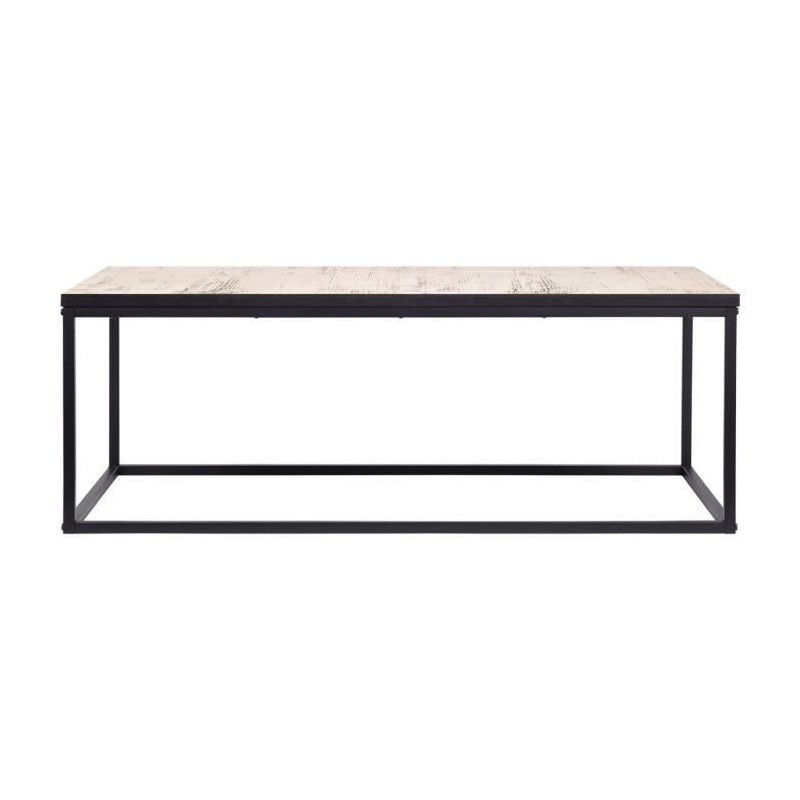 Table basse rectangulaire - effet vintage vielli - pieds métal noir - 120 x 60 x 43 cm - RALF