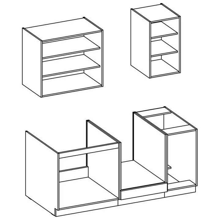 ATLAS Cuisine complete 5 éléments - Décor blanc - L180 cm - Plan de
