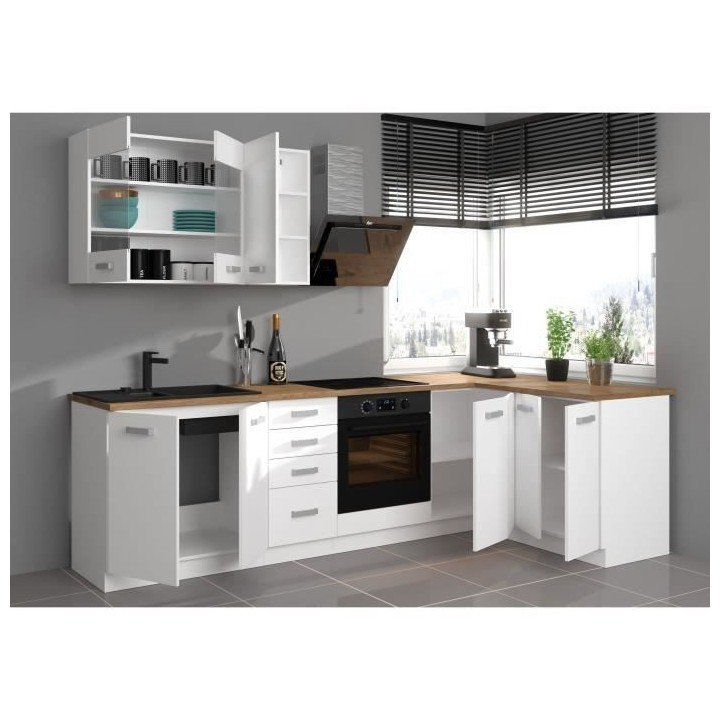 ATLAS Cuisine complete d'angle 8 éléments (reversible droit / gauche