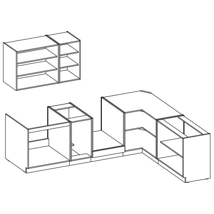 ATLAS Cuisine complete d'angle 8 éléments (reversible droit / gauche
