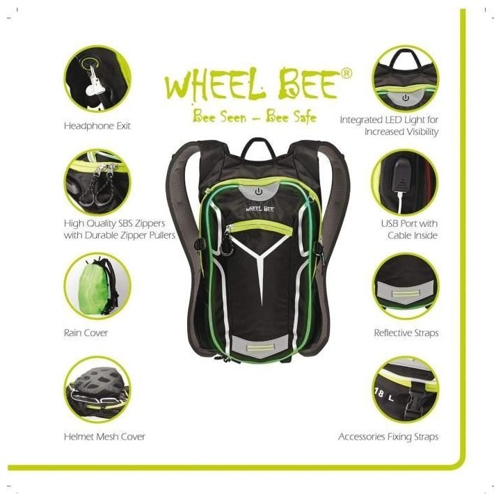 Sac a dos - Vélo - SCHILDKRÖT - LED + Port USB + Sortie écouteurs i