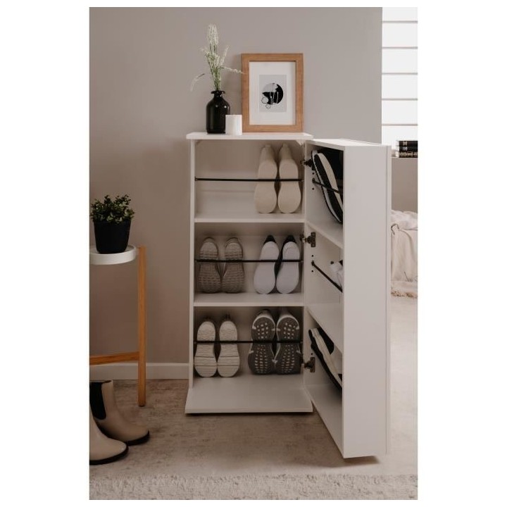 Meuble a chaussures - Finori - Satos - Blanc - 12 Paires - 100 x 110 x