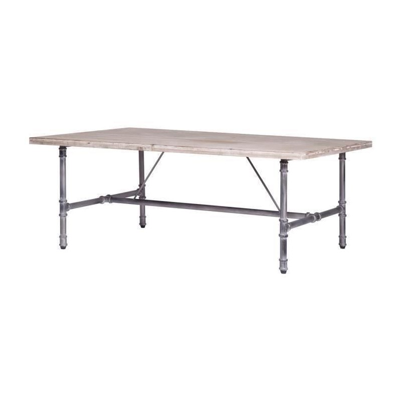 Table basse rectangulaire TULO - Bois et métal- Bois et tube industriel patiné - 120 x 80 x 45 cm