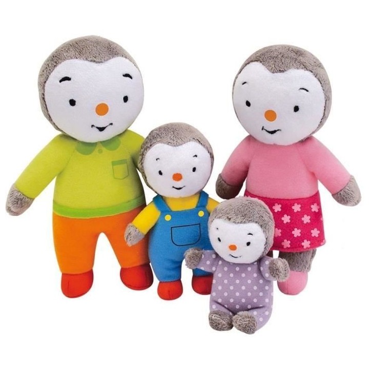 Coffret famille 4 Peluches - T'Choupi - JEMINI - +/- 19 cm