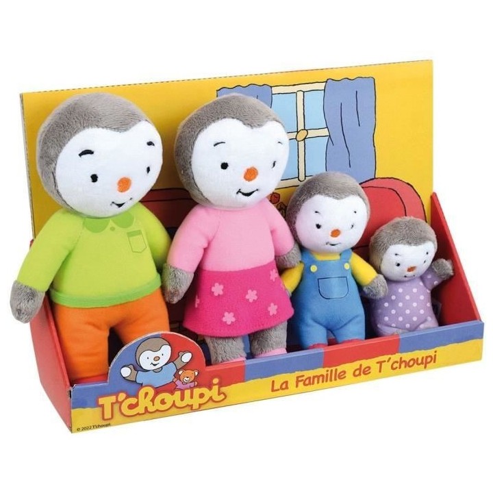 Coffret famille 4 Peluches - T'Choupi - JEMINI - +/- 19 cm