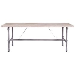 Table basse rectangulaire TULO - Bois et métal- Bois et tube industriel patiné - 120 x 80 x 45 cm