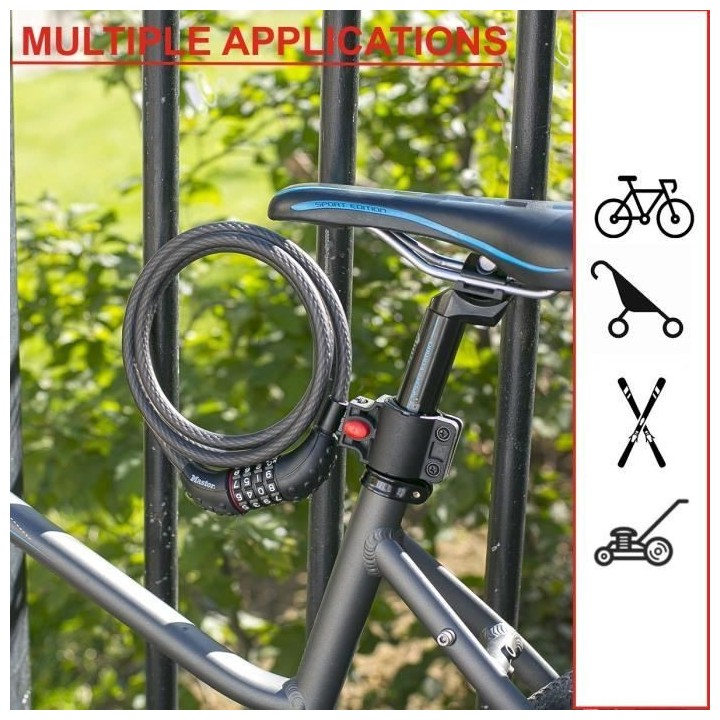 Antivol pour vélo - MASTER LOCK - 8120EURDPRO - Câble torsadé en ac