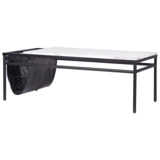 Table basse rectangulaire MARCO - Métal et plateau en verre- Décor m