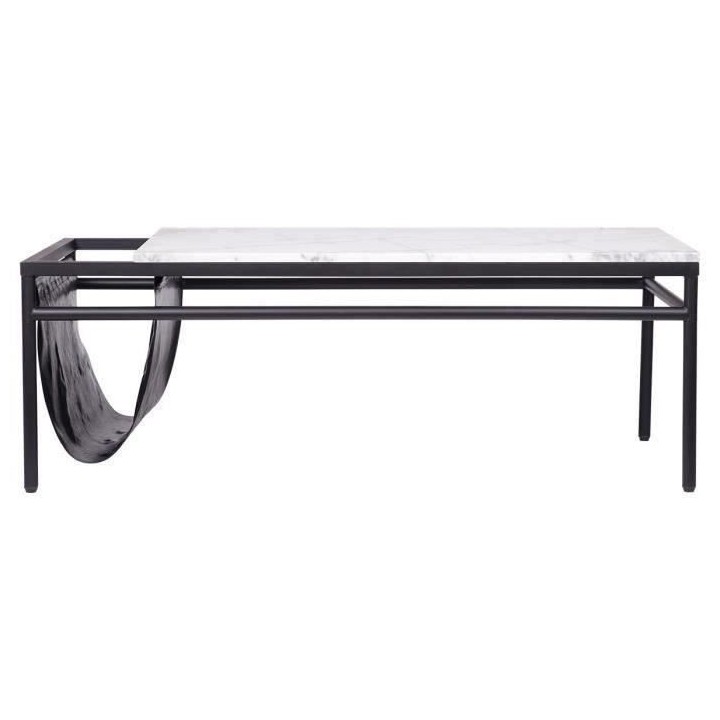 Table basse rectangulaire MARCO - Métal et plateau en verre- Décor m