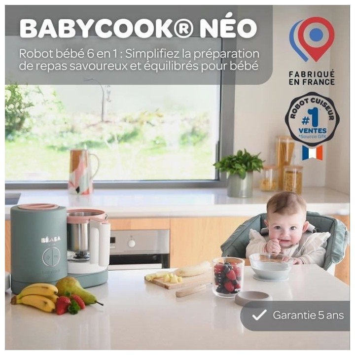 BEABA, Babycook Néo Robot Cuiseur Bébé 6 en 1, Made in France, Euca