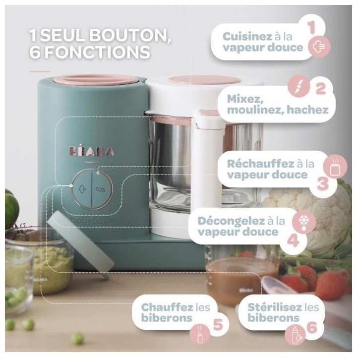 BEABA, Babycook Néo Robot Cuiseur Bébé 6 en 1, Made in France, Euca
