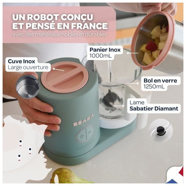 BEABA, Babycook Néo Robot Cuiseur Bébé 6 en 1, Made in France, Euca