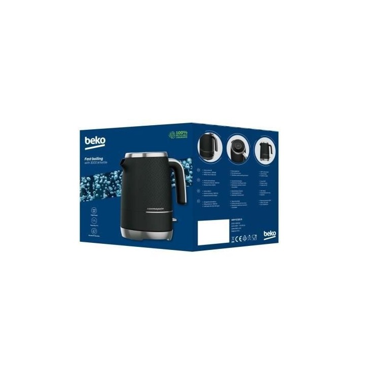Bouilloire électrique - BEKO - WKM8306B - 1,7 L - 3000 W - Noir