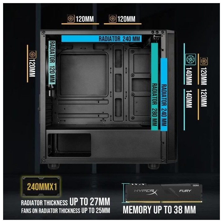 Boitier PC sans alimentation - BITFENIX Nova Mesh SE M-ATX ARGB (Noir)