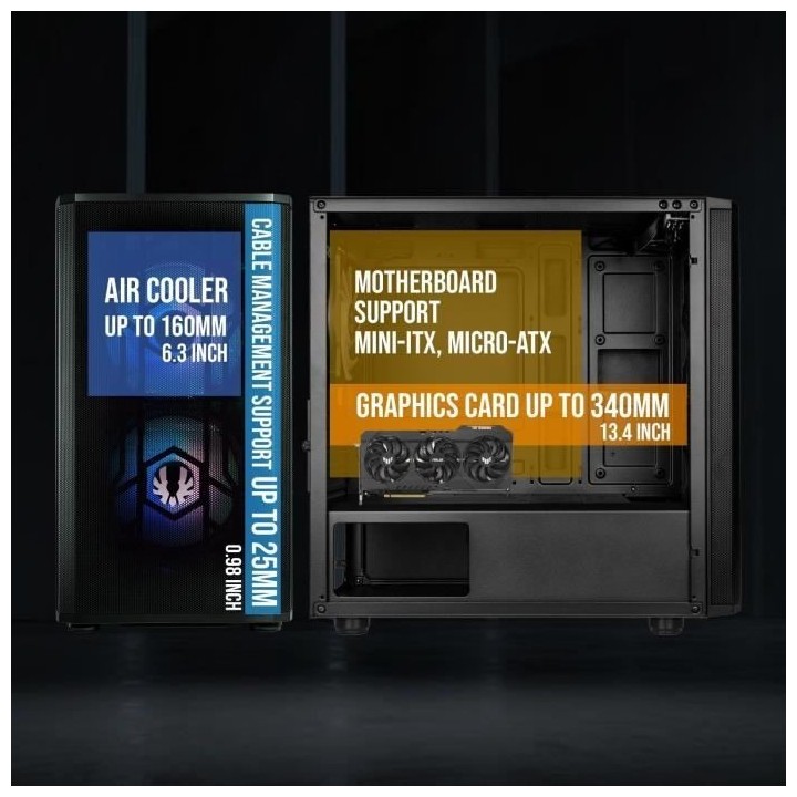 Boitier PC sans alimentation - BITFENIX Nova Mesh SE M-ATX ARGB (Noir)