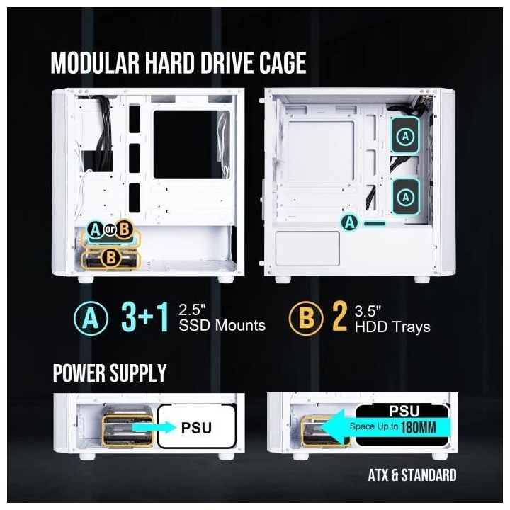 Boitier PC sans alimentation - BITFENIX Nova Mesh SE M-ATX ARGB (Noir)