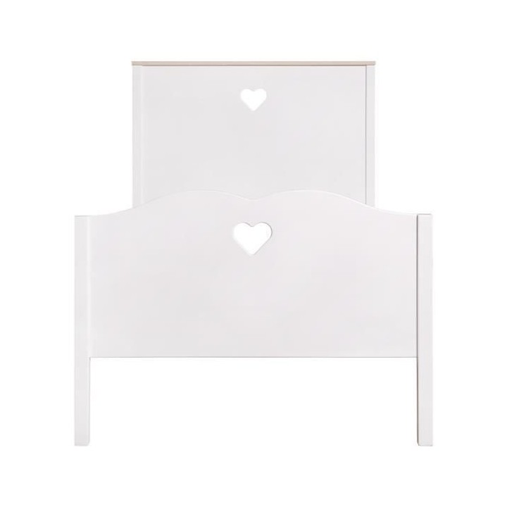 HARO Lit enfant - MDF et Pin Massif - Décor Chene et laqué blanc - S